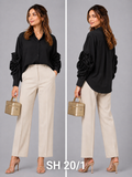 SHIRT_3D FLOWER SLEEVES_BLACK