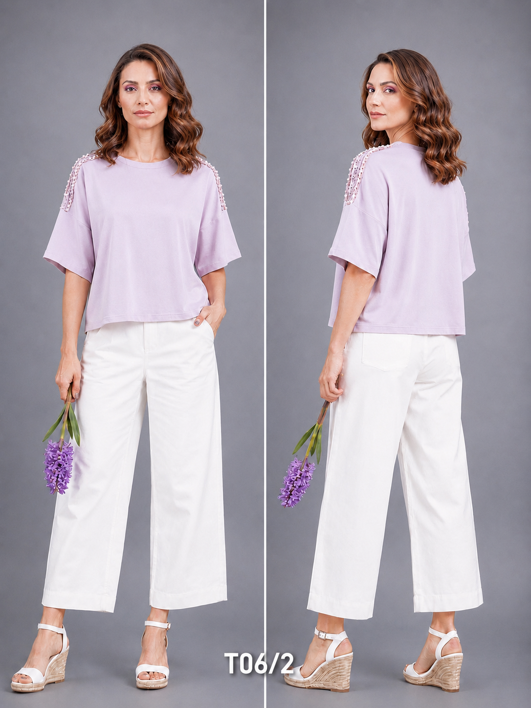T shirt_Pearl Detailing_Lilac