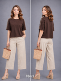 T shirt_Pearl Detailing_BROWN