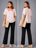 Pink Cotton Shirt With Lace Collar