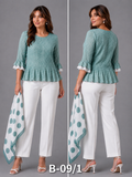 BLOUSE/TOP_PEPLUM_DOTTY AFFAIR_GREEN