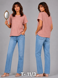 T - SHIRT_EYELET KNIT_PINK