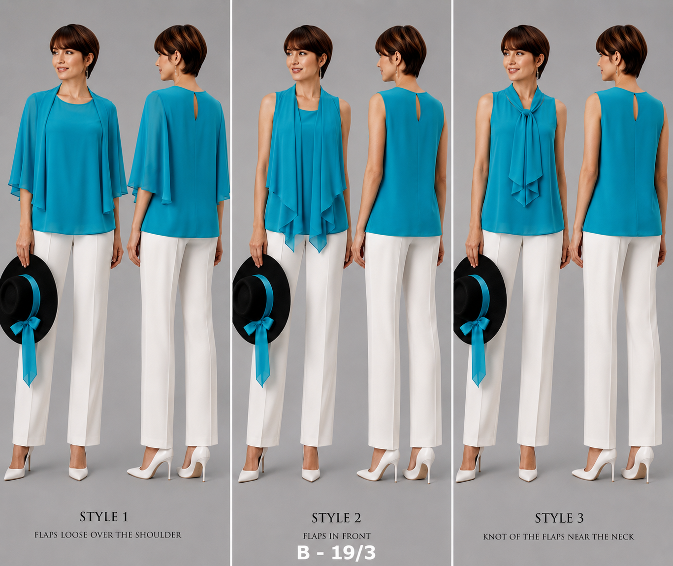 BLOUSE/TOP_STYLISED SLEEVES_TURQUOISE