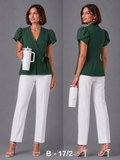 BLOUSE/TOP_FORMAL PLEATED_GREEN