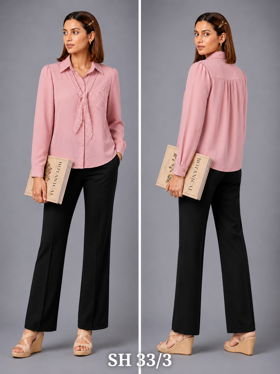 SHIRT_LACE POCKET AND SCARF_PINK