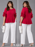 BLOUSE/TOP_CRINKLED_PLUS SIZE_MAROON