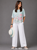 Aqua Printed Crepe Top