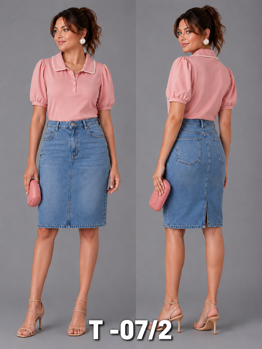 T - SHIRT_PEARL DEFINED COLLAR_PINK