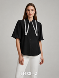 SHIRT_LACE COLLAR DETAIL_BLACK