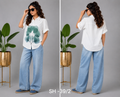 White Mul Shirt with Leaf Print