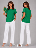 T - SHIRT_EYELET KNIT_GREEN