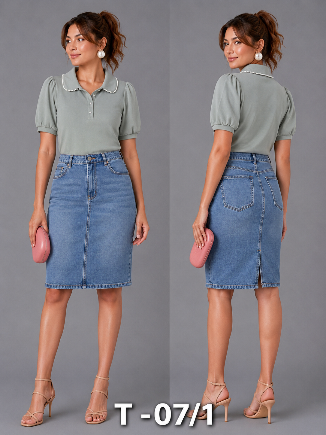 T - SHIRT_PEARL DEFINED COLLAR_GREEN