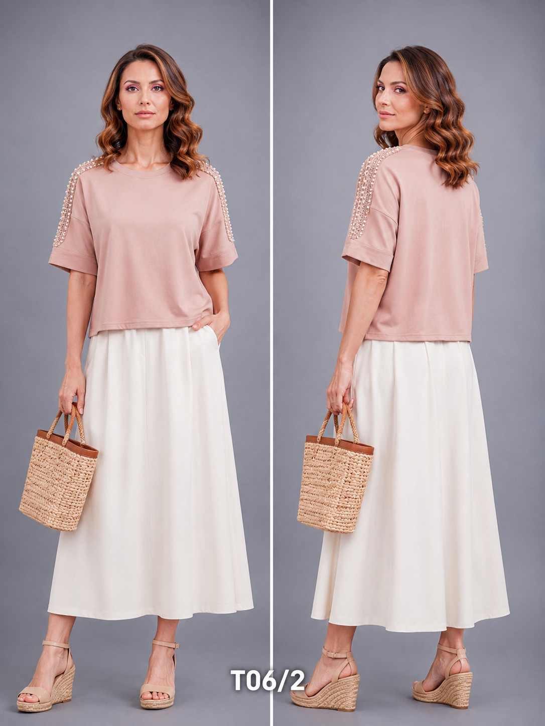 T shirt_Pearl Detailing_Pink