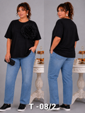 T - SHIRT_3D FLOWER_BLACK