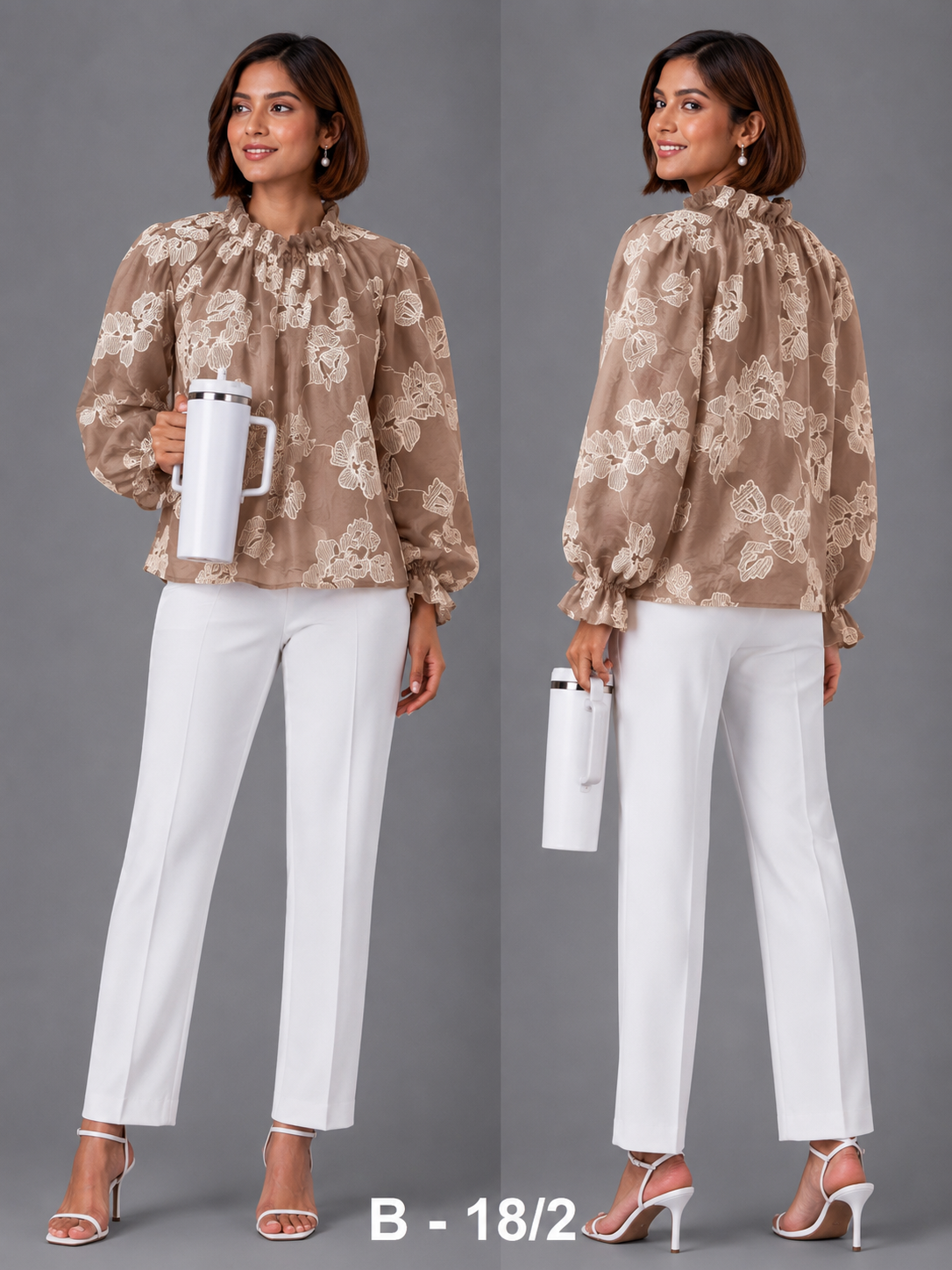BLOUSE/TOP_EMBROIDERED_COFFEE