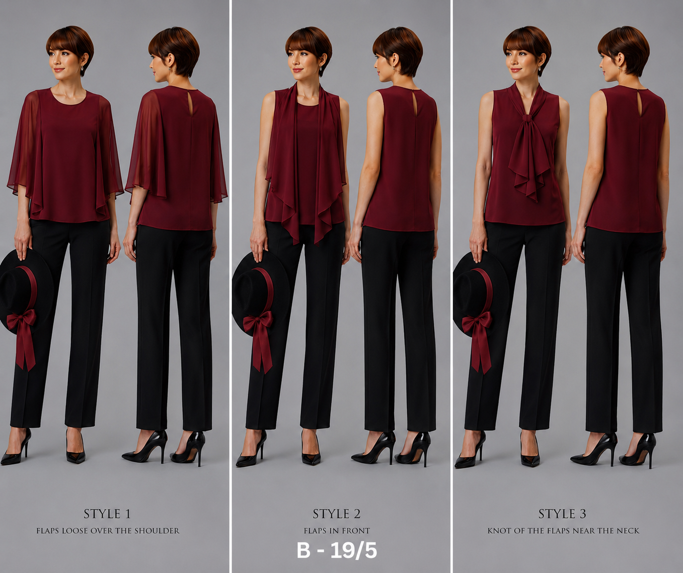 BLOUSE / TOP_STYLISED SLEEVES_MAROON