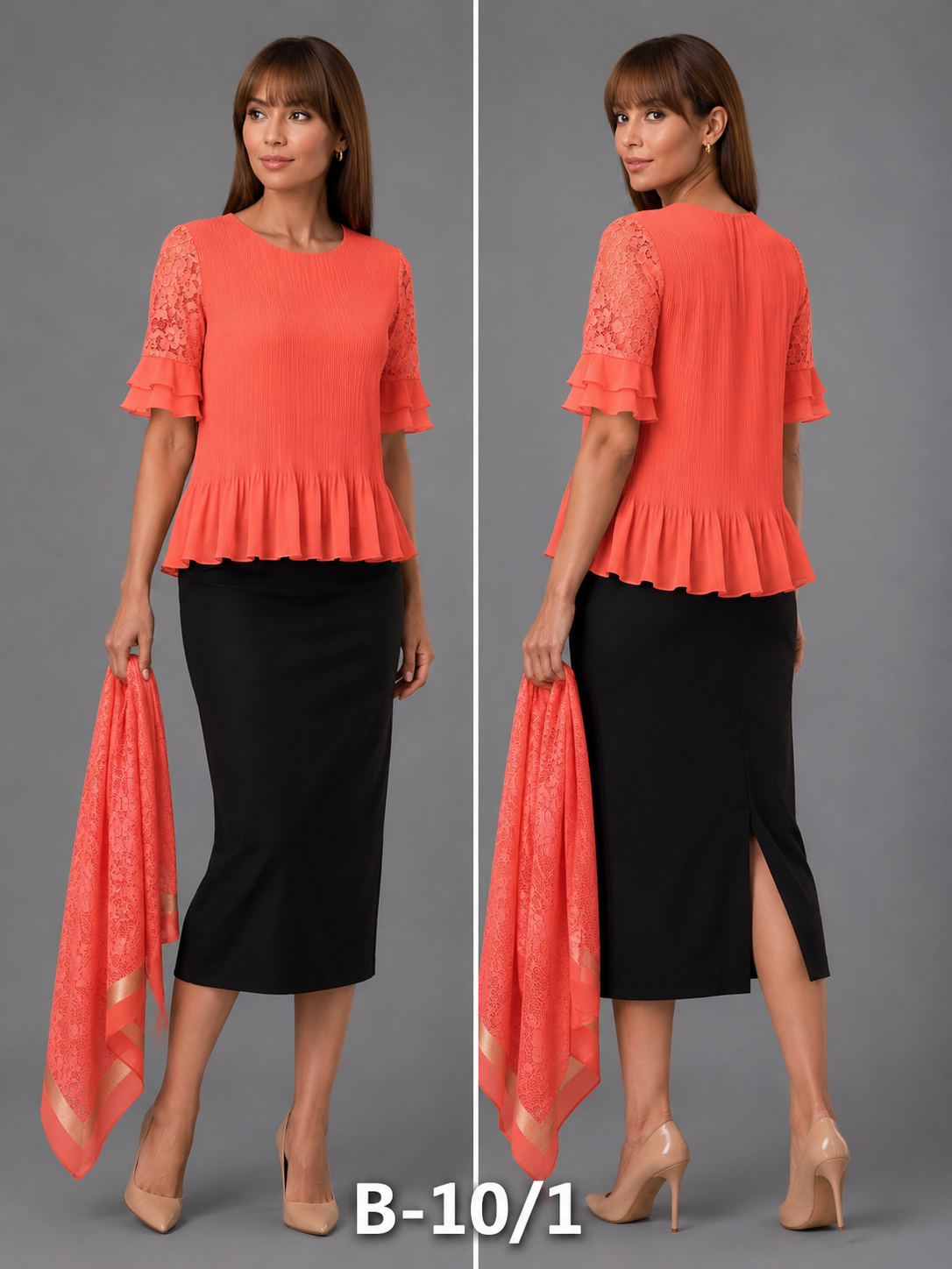 BLOUSE / TOP_PEPLUM_CRINKLED_CORAL
