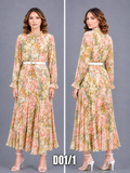 DRESS_LONG PEACH GREEN