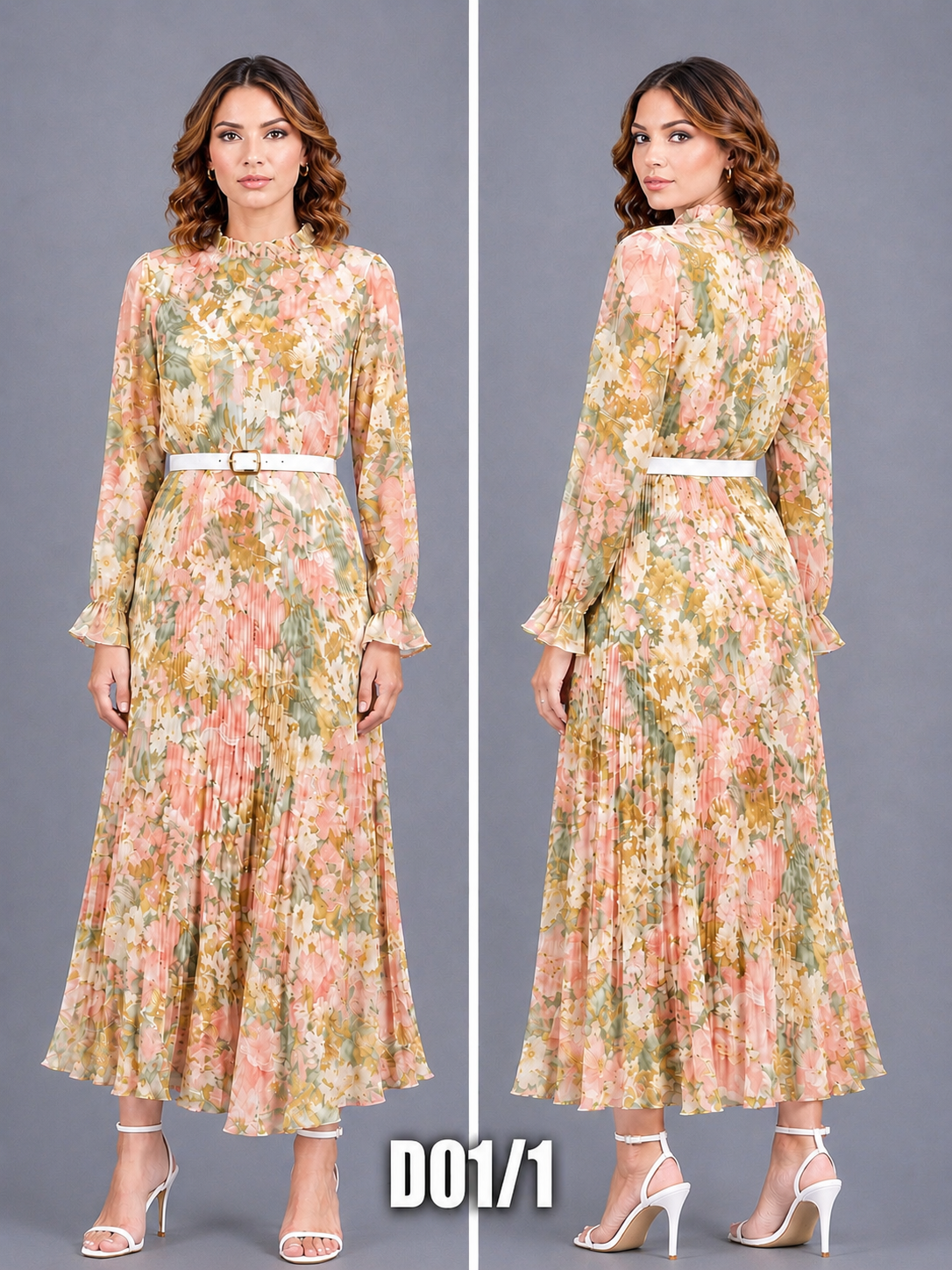 DRESS_LONG PEACH GREEN