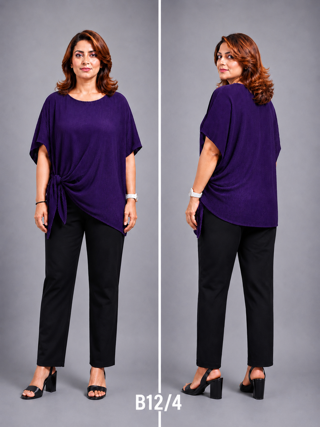 Purple Crinkled Side Tie Up