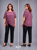 Mauve Crinkled Side Tie Up Top