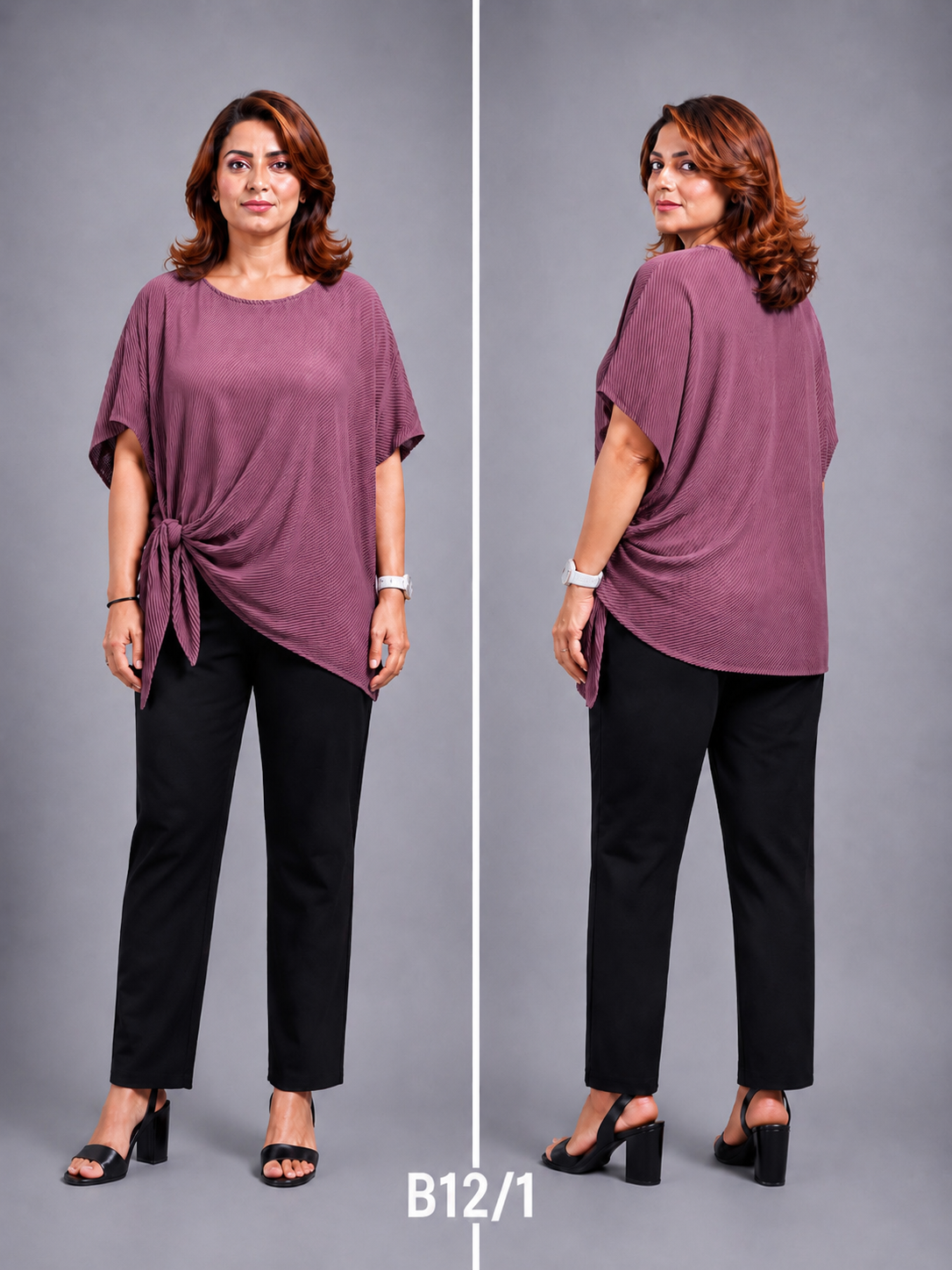 Mauve Crinkled Side Tie Up Top