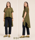 Olive High Low Crinkled